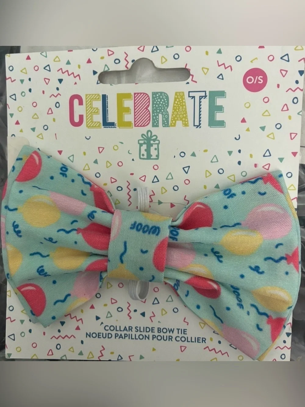 Hotel Doggy Birthday Bow Tie OS Balloons Woof Blue Pet Bow Tie NWT NEW